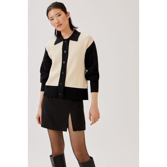 Anthropologie Sweaters - Anthropologie Colorblock Snap-Front Long Sleeve Sweater Cardigan Jacket (NWT)